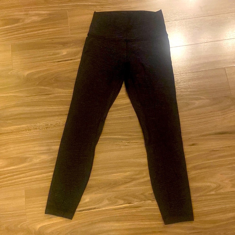 Lululemon align leggings, size 6, 25” inseam, black stripe pattern, like new!